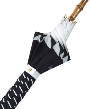 MOONBAT MACKINTOSH PHILOSOPHY(マッキントッシュ フィロソフィー) Cleric collar ボーダー 竹手元 雨傘 長傘 ネイビーブルー