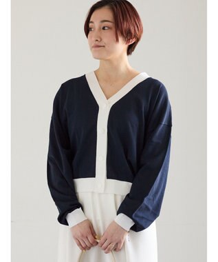 Te chichi 14G綿ポリVネックカーディガン
