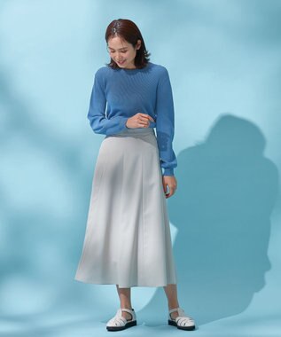 ANY リネンライクオックス フレアスカート サンドベージュ