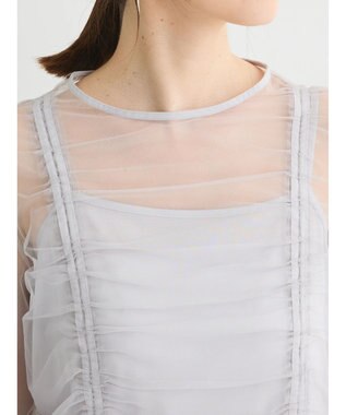 Green Parks ・ＥＬＥＮＣＡＲＥ　ＤＵＥ　チュールギャザーブラウス Gray