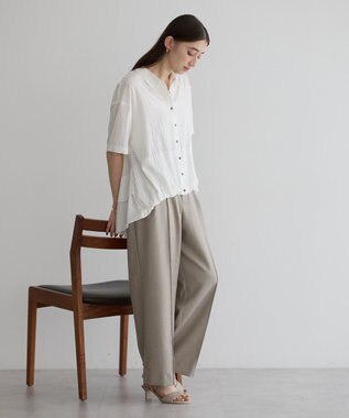 YECCA VECCA 【接触冷感】裾バルーン切替デザインヘムシャツ Khaki