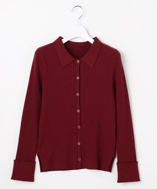 ANY SIS S CICA加工 襟デザイン ニット ボルドー