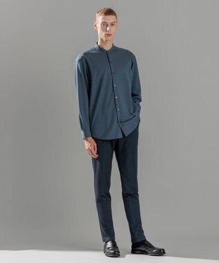 JOSEPH HOMME ウールツイストジャージー　バンドカラーシャツ アイボリー系