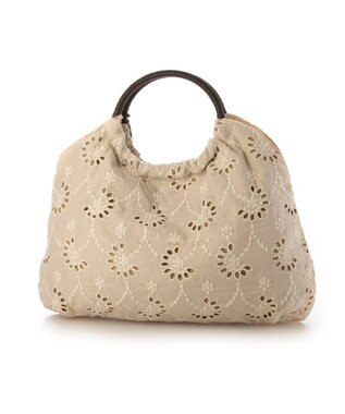 UNBILLION カシュカシュ cachecache / 花刺繍メッシュハンドルトートバッグ ベージュ