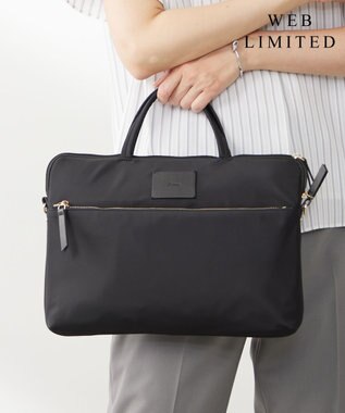 J.PRESS LADIES 【WEB限定・PC収納可・2way】ナイロン ショルダー付き PCケース ブラック系