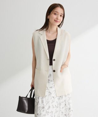 Green Parks メッシュフレンチスリーブジレ Ivory