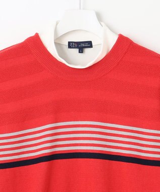 23区GOLF 嬉しいインナー付き【ニット＋吸湿発熱インナー】ニット ツインセット オレンジ系