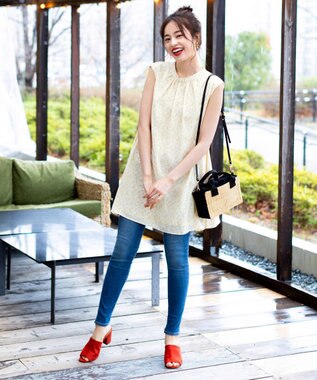 Tiaclasse L 【洗える】体型カバーも叶うAラインギャザーチュニックブラウス イエロー