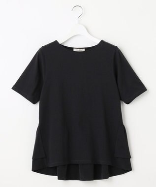 Feroux 【UVケア】バックペプラムチュニック Tシャツ ブラック系