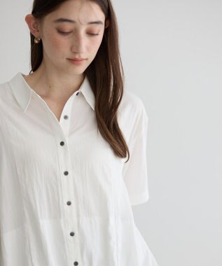 YECCA VECCA 【接触冷感】裾バルーン切替デザインヘムシャツ Khaki