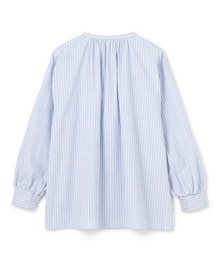 UNFILO ギャザーブラウス スカイブルーストライプ