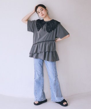 earth music&ecology レースつけ襟 Black