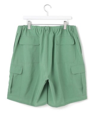 J.PRESS YORK STREET 【UNISEX】リネンライクイージーカーゴ ハーフパンツ ライトグリーン系