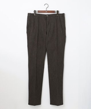 JOSEPH ABBOUD 【キングサイズ・ウエストも伸びる】オーガニックストレッチムリネピケ パンツ ダークブラウン系