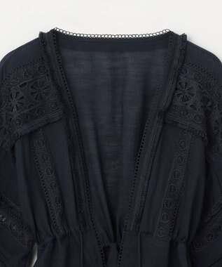 GRACE CONTINENTAL レースパッチブラウス ネイビー