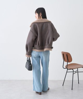 earth music&ecology フェイクムートンジャケット Brown