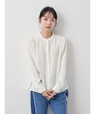 earth music&ecology バンドカラーブラウス Off White