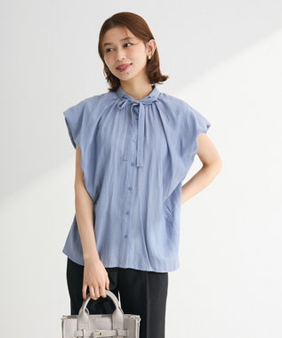 Green Parks ・ＥＬＥＮＣＡＲＥ　ＤＵＥ　ボウタイフレンチブラウス Blue