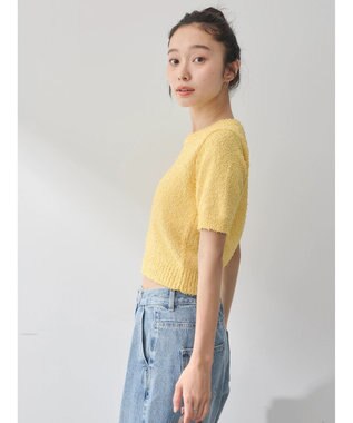 earth music&ecology ツイストブークレ半袖プルオーバー Light Yellow