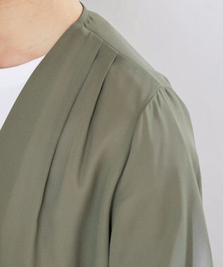 Tiaclasse L 【洗える】シフォンドレープカーディガン カーキ