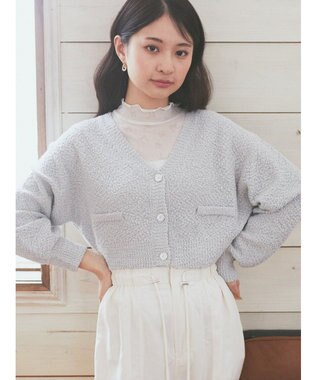 earth music&ecology ポコポコヤーンショートカーディガン Light Gray