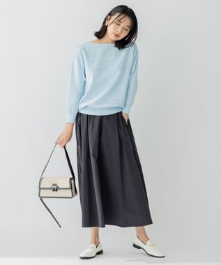 23区 【洗える】ラスターコットンポリエステル ニット スカイブルー系