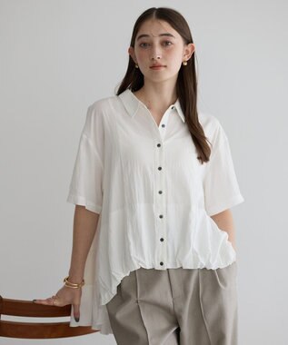 YECCA VECCA 【接触冷感】裾バルーン切替デザインヘムシャツ Khaki