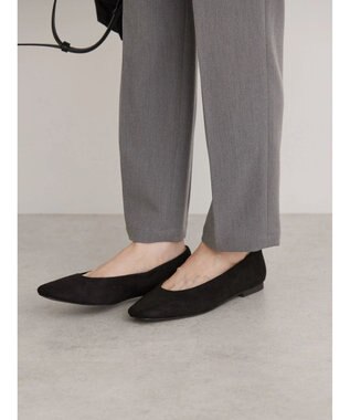 AMERICAN HOLIC 【整履き】スクエアトゥスェードフラットシューズ Black