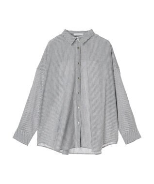 Green Parks リネンレーヨン２ｗａｙシャツ Stripe Black