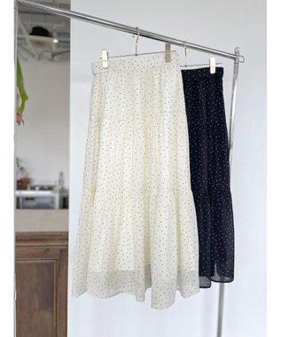 Feroux ドットティアード スカート アイボリー系1