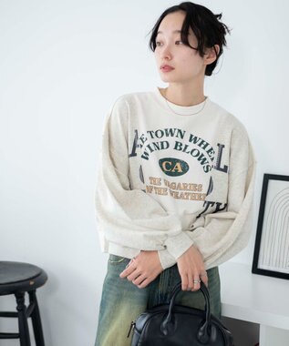 WEGO リメイク風切り替えショートスウェット オートミール