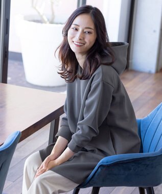 Tiaclasse 【洗える】ソフトボンディングパーカーチュニック チャコールグレー