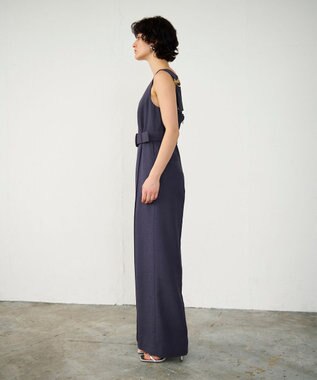 GRACE CONTINENTAL 麻調ベルトサロペット グレー