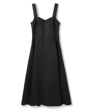 uncrave ヘリンボーン リネン ワンピース（uncrave WHITE） ブラック