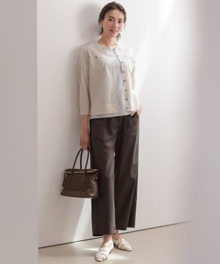 J.PRESS LADIES ソフトシャンブレー ストレートパンツ ダークブラウン系
