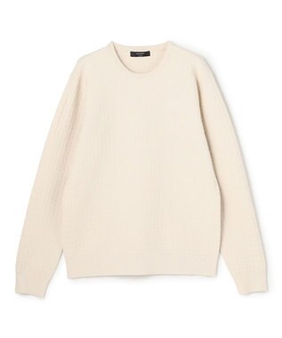 JOSEPH HOMME 新柄【イージーケア】 ヴィスコースリンクス　クルーネックニット アイボリー系