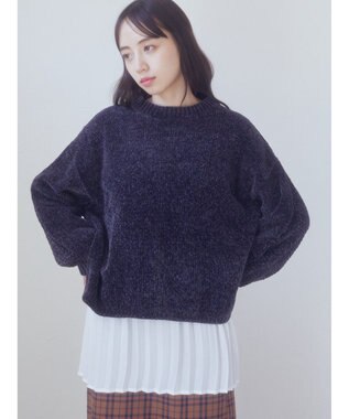 earth music&ecology シャイニーベロアモールプルオーバー Dark Gray