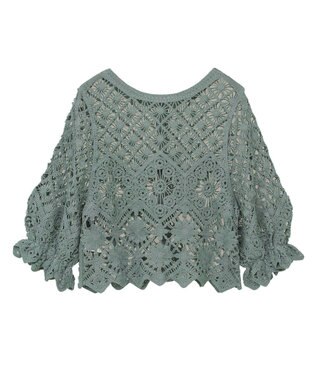 Green Parks ・ＳＵＧＡＲ　ＳＰＯＯＮ　２ｗａｙクロシェカーディガン Gray Beige