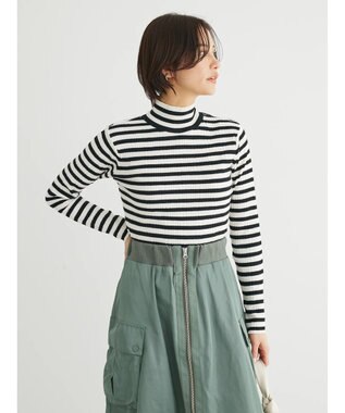 Green Parks ボーダーアソートモックネックニットプルオーバー A