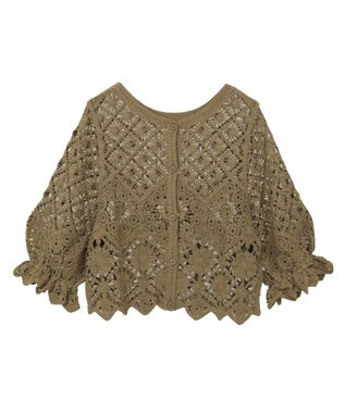 Green Parks ・ＳＵＧＡＲ　ＳＰＯＯＮ　２ｗａｙクロシェカーディガン Gray Beige