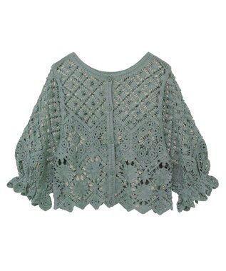 Green Parks ・ＳＵＧＡＲ　ＳＰＯＯＮ　２ｗａｙクロシェカーディガン Gray Beige