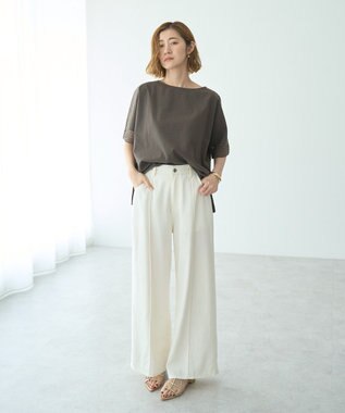 YECCA VECCA レースMIXドルマンブラウス Blue