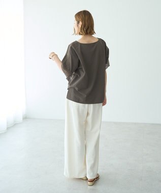 YECCA VECCA レースMIXドルマンブラウス Blue