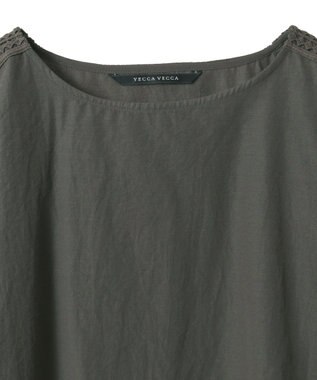 YECCA VECCA レースMIXドルマンブラウス Blue