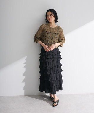 Green Parks ・ＳＵＧＡＲ　ＳＰＯＯＮ　２ｗａｙクロシェカーディガン Gray Beige