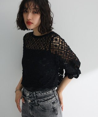 Green Parks ・ＳＵＧＡＲ　ＳＰＯＯＮ　２ｗａｙクロシェカーディガン Gray Beige