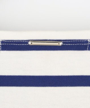 自由区 L 【洗える】コットンボーダー ボートネックカットソー ダルブルー系1