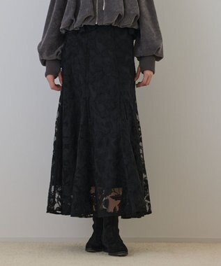 GRACE CONTINENTAL エンブロイダリーフレアスカート ブラック