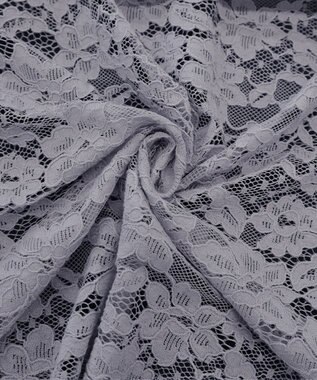 Tiaclasse 【洗える】スカラップレースチュニックブラウス グレー×ネイビー