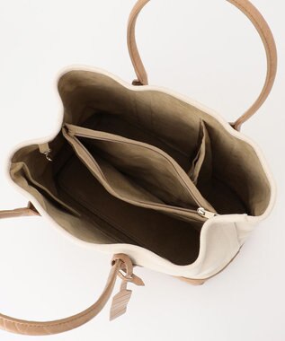 UNBILLION cachecache パーテーションキャンバストートバッグL アイボリーキャメル